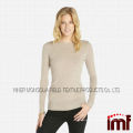 2015 moda llano acanalado cuello redondo Lady Sweater Cashmere Pullover